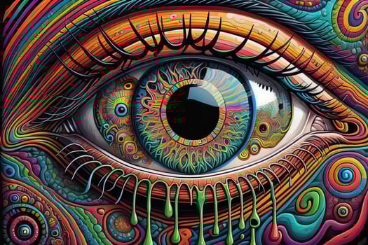 Colorful eye. Psychedelic background. Vector illustration. ai generative photo