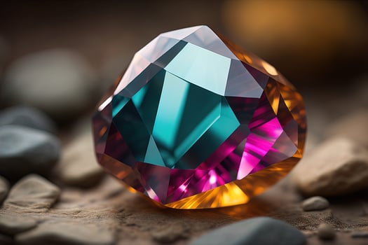 Brilliant multicolored sapphire on a surface. ai generative photo
