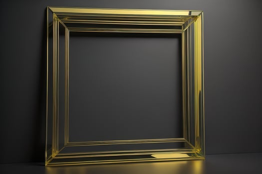 Glass picture frame on a solid color background. ai generative photo