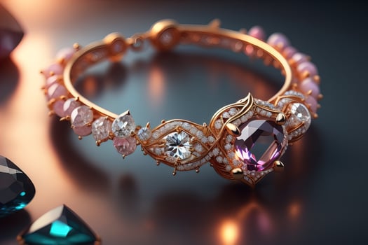 Jewelry ring with precious stones. Jewelry background. ai generative photo