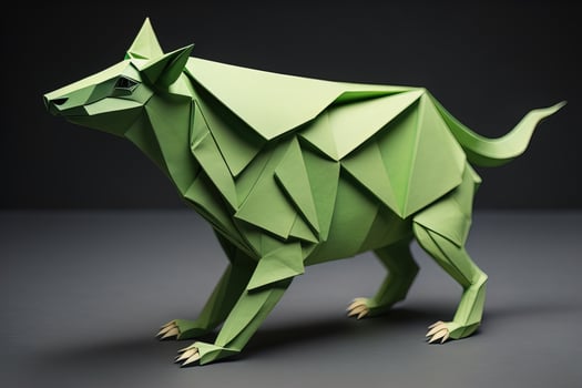 Paper origami animal isolated on solid color background. ai generative photo