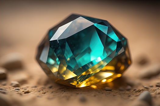 Brilliant multicolored sapphire on a surface. ai generative photo