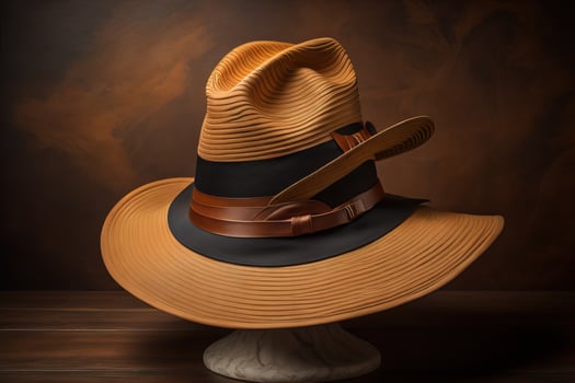 Stylish female hat on mannequin. ai generative photo