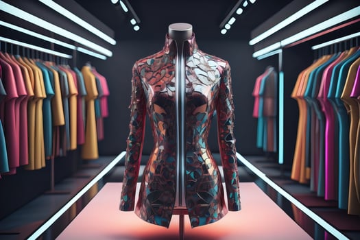 Futuristic fashion mannequin in the store. ai generative photo