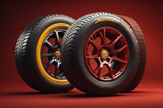 Car tires on a solid color background. ai generative photo