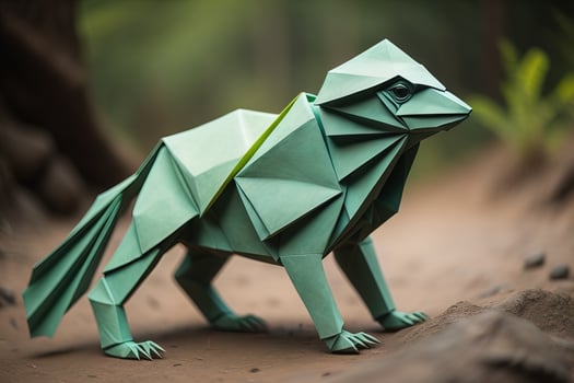 Paper origami animal isolated on solid color background. ai generative photo