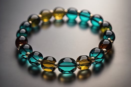 Bracelet with colorful stones on a black background close-up. ai generative photo