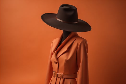 Stylish female hat on mannequin. ai generative photo