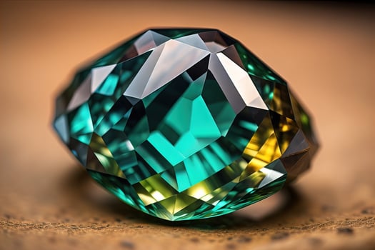 Brilliant multicolored sapphire on a surface. ai generative photo