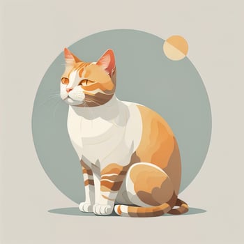 Cute cat sitting on the floor. Vector illustration in retro style. ai generative photo