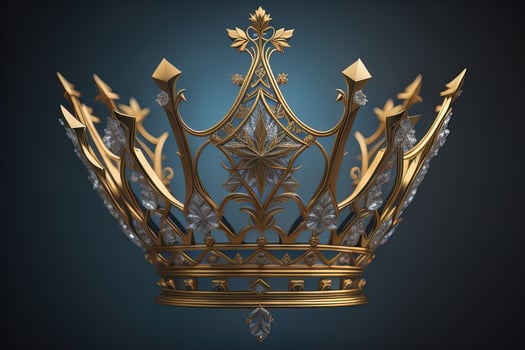 low key image of beautiful golden queen, king crown. ai generative photo