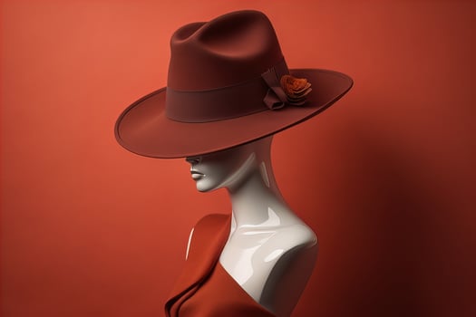 Stylish female hat on mannequin. ai generative photo
