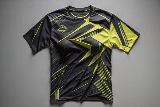 Colorful t-shirts in front of dark background. ai generative photo