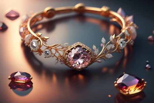 Jewelry ring with precious stones. Jewelry background. ai generative photo