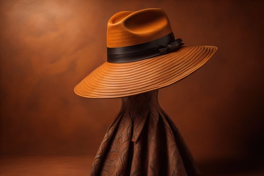 Stylish female hat on mannequin. ai generative photo