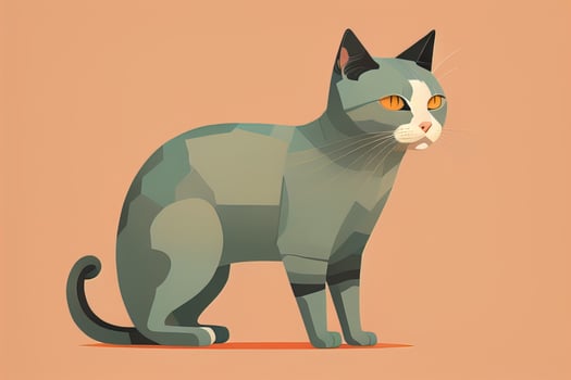 Cute cat sitting on the floor. Vector illustration in retro style. ai generative photo