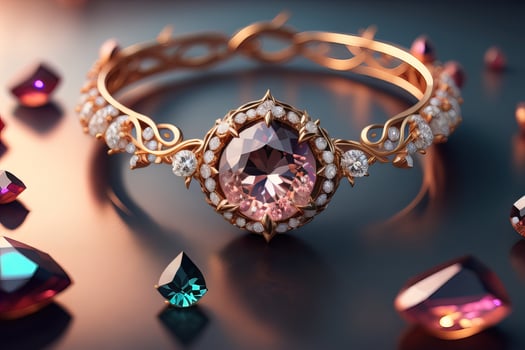 Jewelry ring with precious stones. Jewelry background. ai generative photo