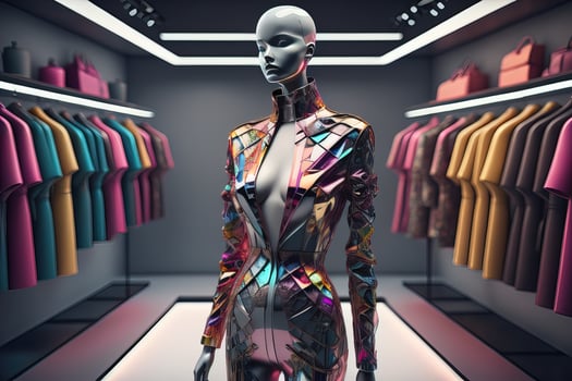 Futuristic fashion mannequin in the store. ai generative photo