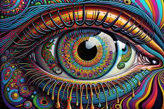 Colorful eye. Psychedelic background. Vector illustration. ai generative photo