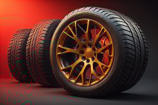 Car tires on a solid color background. ai generative photo