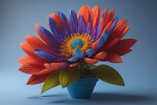 Flowers in a pot on a solid color background. ai generative photo