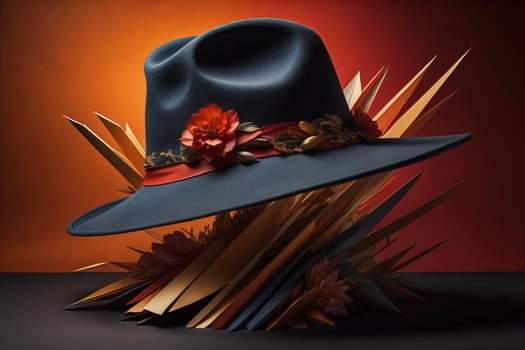 Fashionable hat on a solid color background. ai generative photo