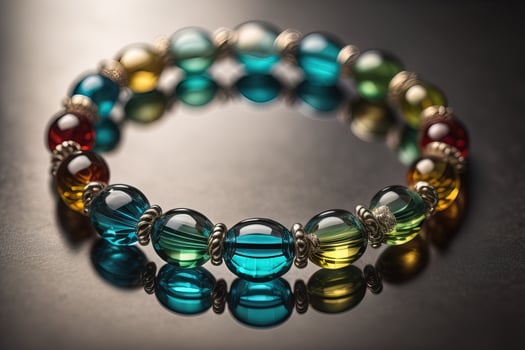 Bracelet with colorful stones on a black background close-up. ai generative photo