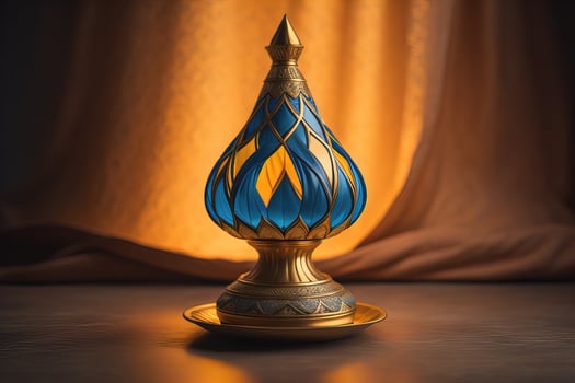 a vintage oriental vase on a solid color background. ai generative photo