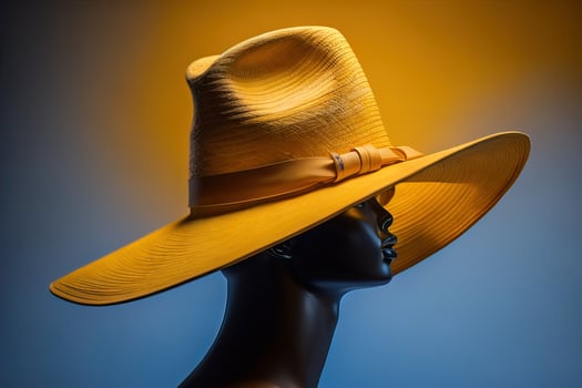 Fashionable hat on a solid color background. ai generative photo