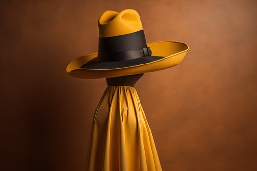 Stylish female hat on mannequin. ai generative photo