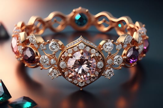 Jewelry ring with precious stones. Jewelry background. ai generative photo
