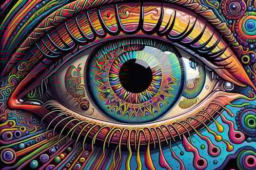 Colorful eye. Psychedelic background. Vector illustration. ai generative photo