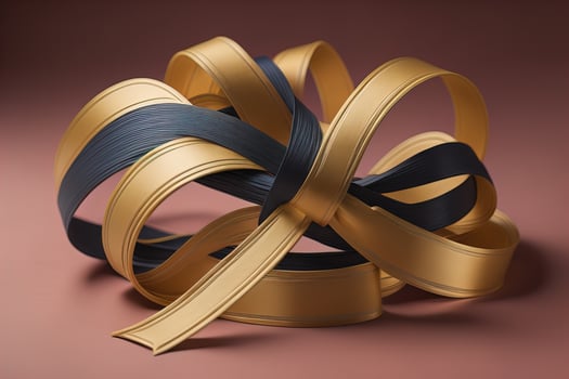 Shiny satin ribbon in brown color isolated on white background. ai generative photo