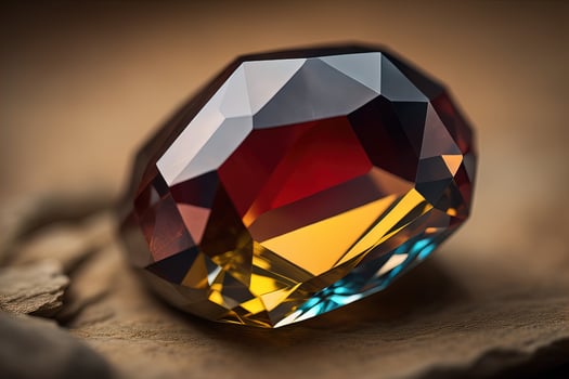 Brilliant multicolored sapphire on a surface. ai generative photo