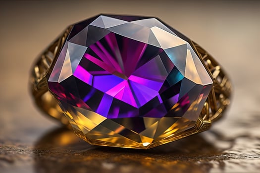 Brilliant multicolored sapphire on a surface. ai generative photo