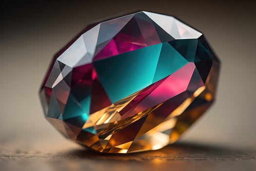 Brilliant multicolored sapphire on a surface. ai generative photo