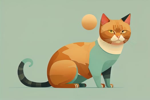 Cute cat sitting on the floor. Vector illustration in retro style. ai generative photo