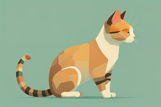 Cute cat sitting on the floor. Vector illustration in retro style. ai generative photo