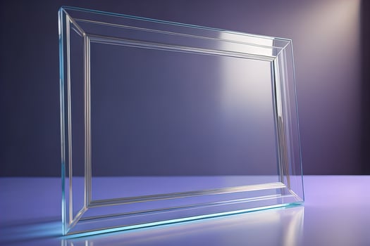 Glass picture frame on a solid color background. ai generative photo