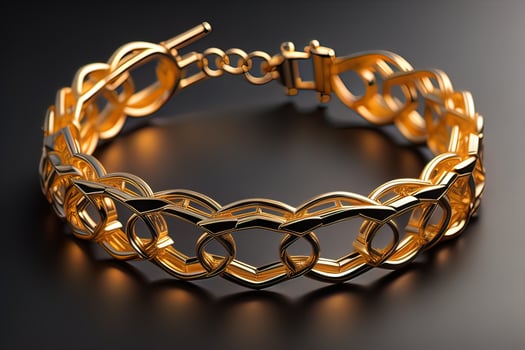 Jewelry Bracelet with precious stones on a gray background. Studio shot. ai generative photo