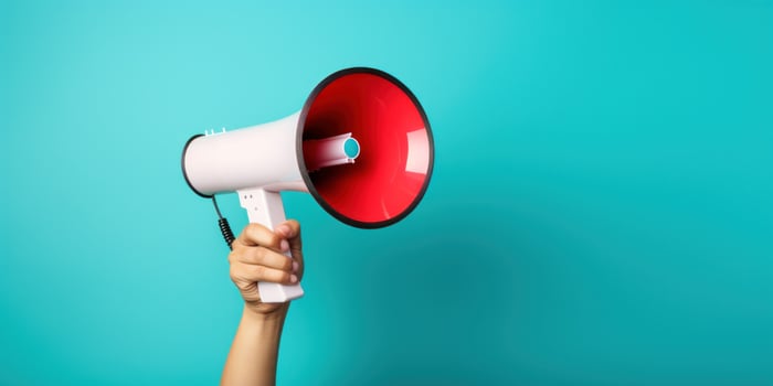 Vivid backround with megaphone photo