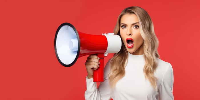 Beautiful woman with megaphone photo