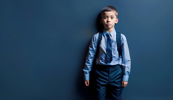 Back to school education concept with pupil. First day student in class. photo
