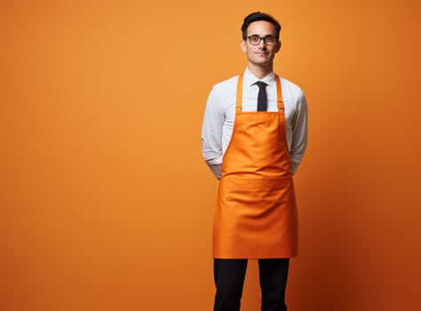 Chef on vivid orange background photo
