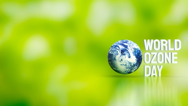 The planet and text for  World Ozone Day 3d rendering photo
