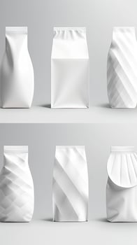Packaging Bag Mockup White with shades on white Bg, AI Generated photo