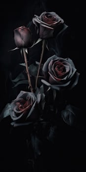 Spellbinding closeup portrait of roses, eternal melancholy, AI Generated photo