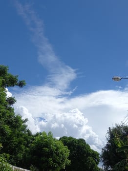 The blue sky is beautiful and bright. photo