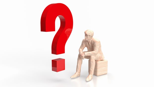 The Business man and red question mark 3d rendering photo