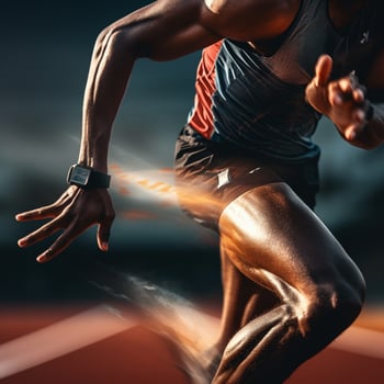 photographic side shot of an athlete running photo